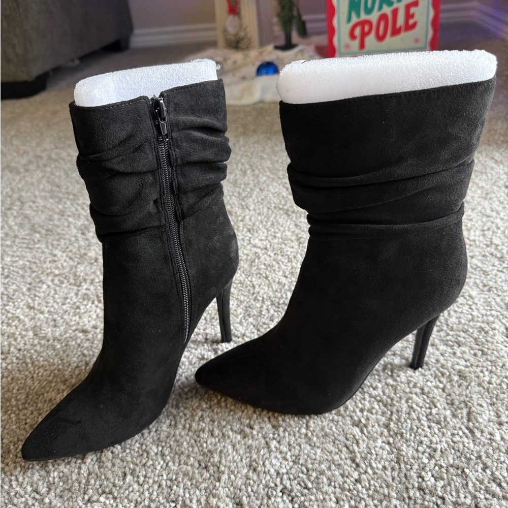 Black Faux Suede Boots Size 5